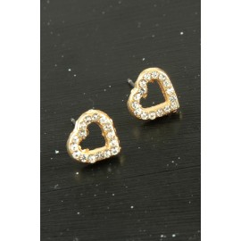 Kalp Taşlı Minik Küpe-Sarı