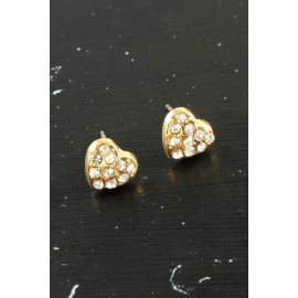 Kalp Taşlı Minik Küpe-Sarı