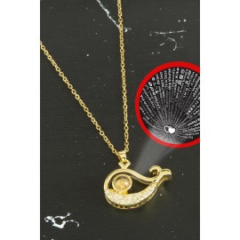 Balık Lüks Çelik Kolye 100 Dilde Seni Seviyorum-Gümüş Rengi