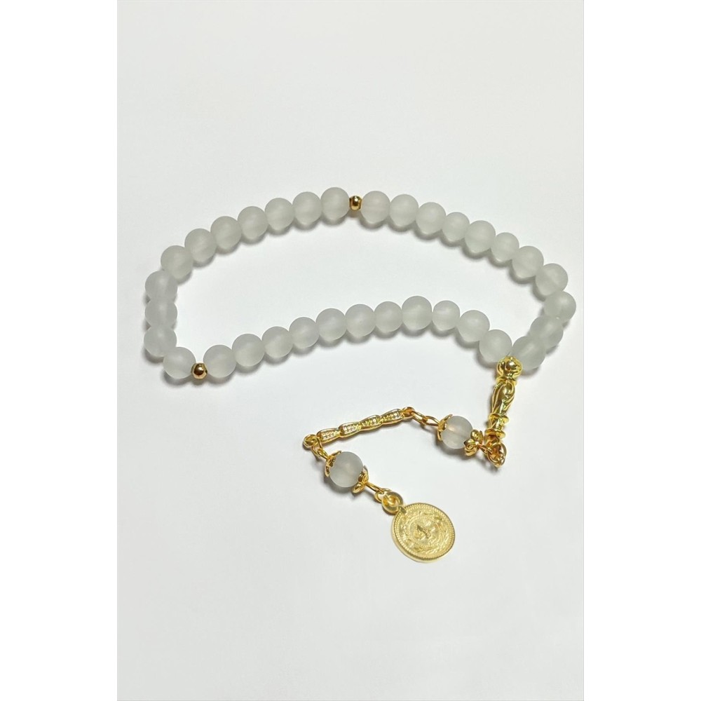 Mat Cam Taş Tesbih 8 mm-Sarı