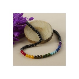 7li Doğaltaş Çakra Kolye-Siyah