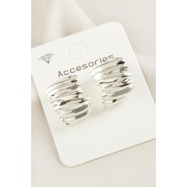 Burgulu Yeni Sezon Metal Küpe-Gümüş Rengi