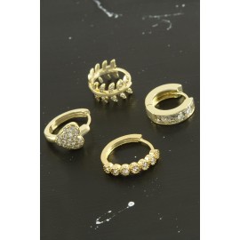 Tragus Zirkon Taşlı Halka Piercing 1 Adet-Gümüş Rengi