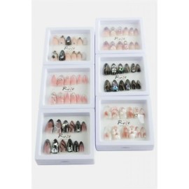 Rose Taşlı Takma Tırnak-Renkli