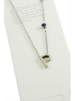 Gümüş Renkli Harfli Çelik Kolye-P