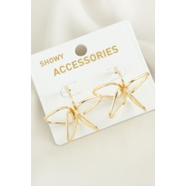 Çiçek Oval Metal Küpe-Gümüş Rengi