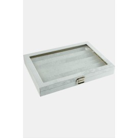 Cam Kapaklı Anfora Kumaş Küpe Standı 24X34 cm-Mor