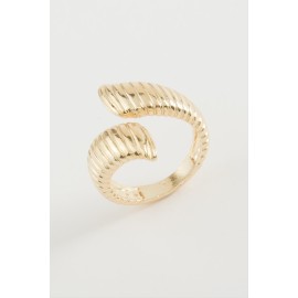 Oval Çizgili Metal Yüzük-Gümüş Rengi