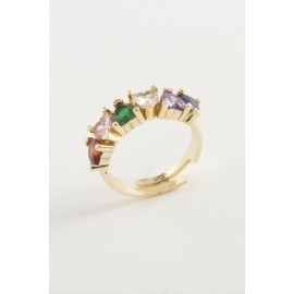 Kalp Zirkon Taşlı Yüzük-Sarı