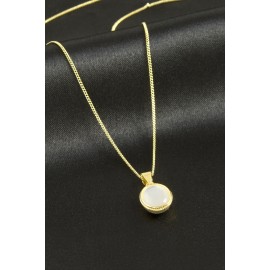 Cam Taş Lüks Çelik Kolye-Gümüş Rengi