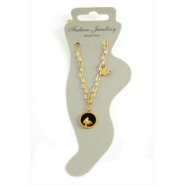 Kelebek Sedef Lüks Çelik Halhal-Sarı