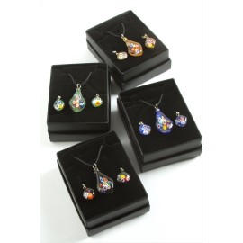 Cam Sanatı Murano Kutulu Set Kolye-Renkli