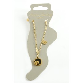 Çiçek Sedef Lüks Çelik Halhal-Sarı