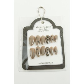 Desenli Mina Beauty Kedi Gözü Takma Tırnak-Kahverengi