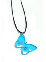 Unutma Beni Çiçeği Kelebek Epoksi Kolye-Mavi