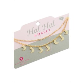 Hilal Çift Zincirli Halhal-Sarı