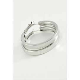 Düz Kare Halka Küpe 3,5 cm-Gümüş Rengi