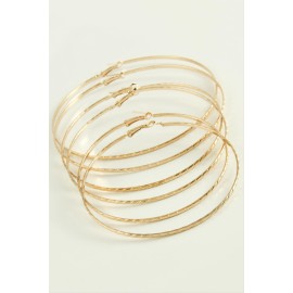 Burgulu Metal Halka Küpe 6 Adet-Sarı