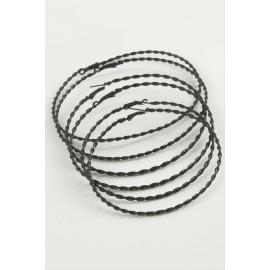 Burgulu Metal Halka Küpe 6 Adet-Siyah