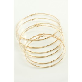 Düz Metal Halka Küpe 6 Adet-Sarı