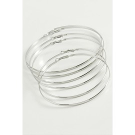 Düz Metal Halka Küpe 6 Adet-Gümüş Rengi