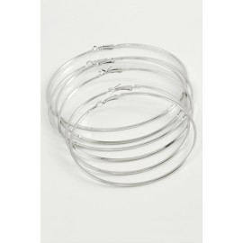 Ezme Metal Halka Küpe 6 Adet-Gümüş Rengi