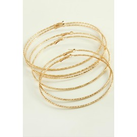 Çizgifli Desenli Metal Halka Küpe 6 Adet-Sarı