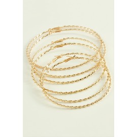 Burgulu Metal Halka Küpe 6 Adet-Sarı