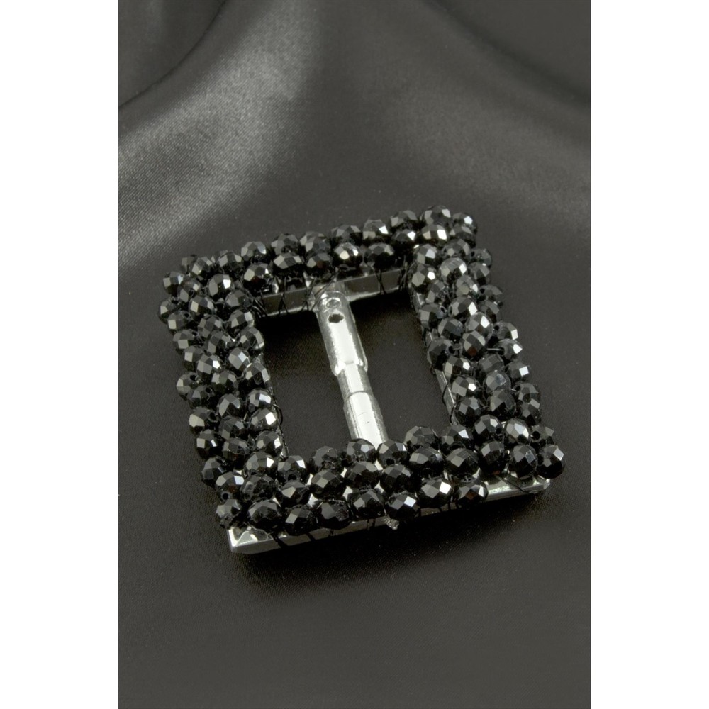 Dikdörtgen Taşlı Kemer Tokası 1 Adet-Siyah