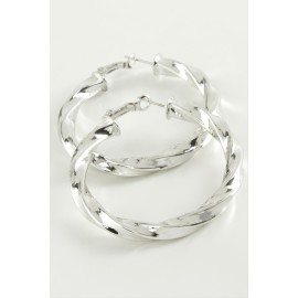 Burgulu Halka Küpe 6 cm-Gümüş Rengi