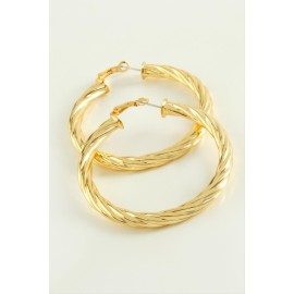 Burgulu Halka Küpe 6 cm-Sarı