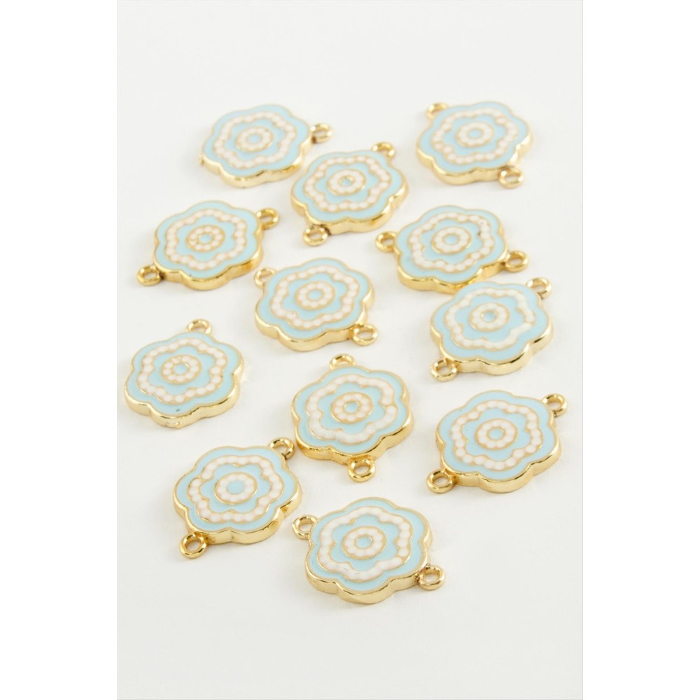 Çiçek Çift Kulplu Mineli Bileklik ve Kolye Ucu Aparatı 1 Adet-Açık Mavi