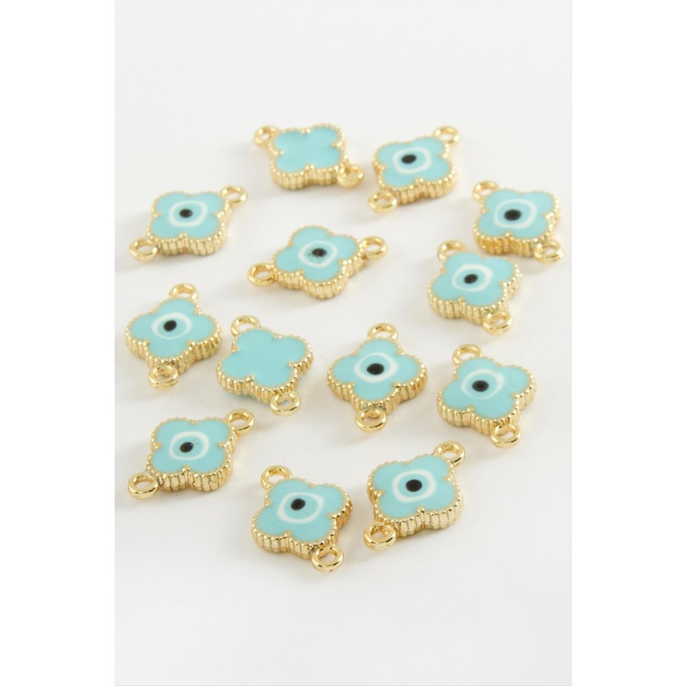 Çiçek Çift Kulplu Mineli Bileklik ve Kolye Ucu Aparatı 1 Adet-Turkuaz