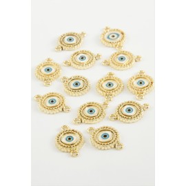 Göz Çift Kulplu Mineli Bileklik ve Kolye Ucu Aparatı 1 Adet-Mavi