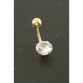 Yuvarlak Zirkon Taşlı Çelik Piercing 1 Adet-Gümüş Rengi