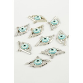 Göz Tek Kulplu Mineli Bileklik ve Kolye Ucu Aparatı 1 Adet-Beyaz