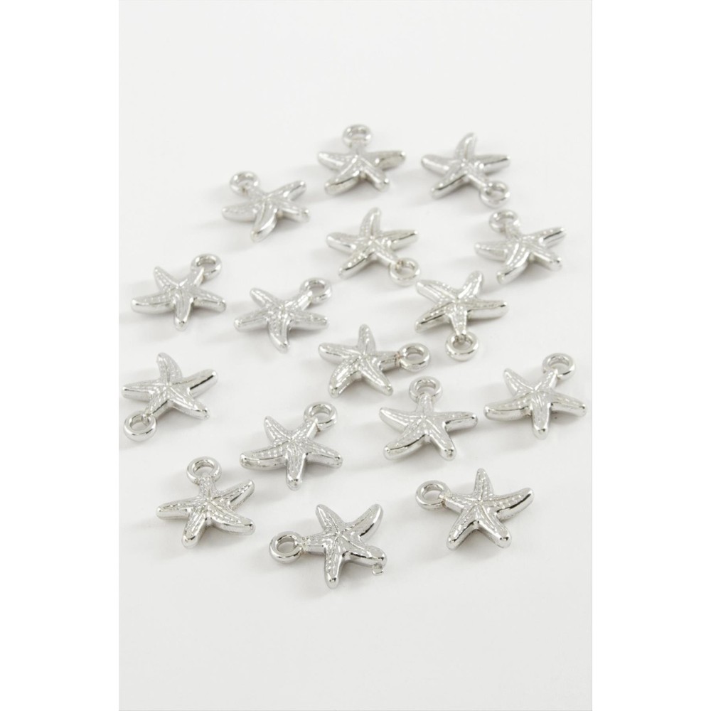 Deniz Yıldızı Tek Kulp Metal Bileklik ve Kolye Ucu Aparatı 1 Adet-Gümüş Rengi