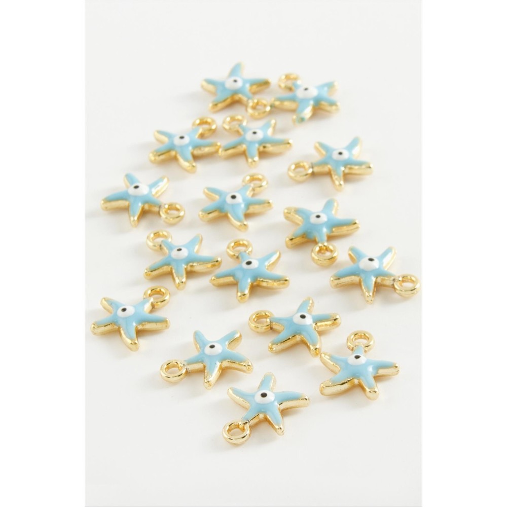 Deniz Yıldızı Tek Kulplu Mineli Bileklik ve Kolye Ucu Aparatı 1 Adet-Mavi