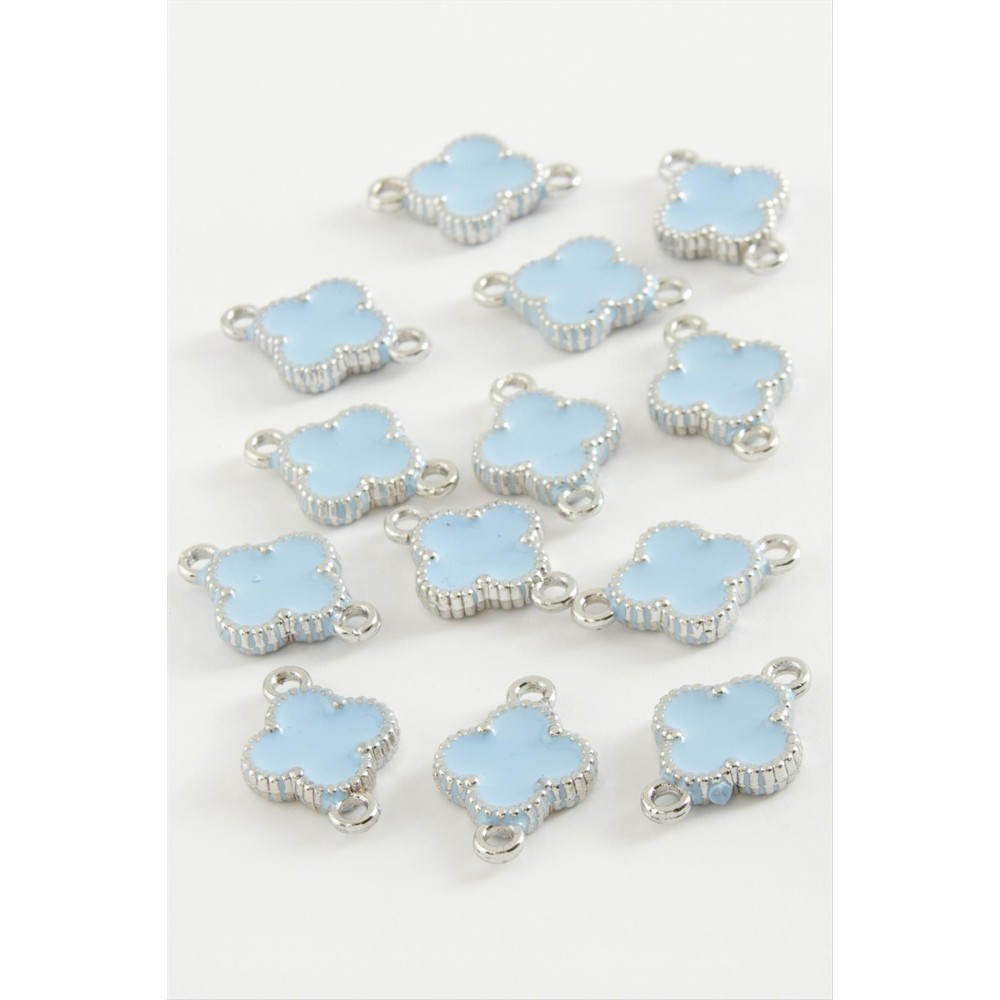 Çiçek Çift Kulplu Mineli Bileklik ve Kolye Ucu Aparatı 1 Adet-Beyaz