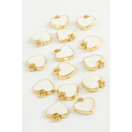 Kalp Mineli Bileklik ve Kolye Ucu Aparatı 1 Adet-Beyaz