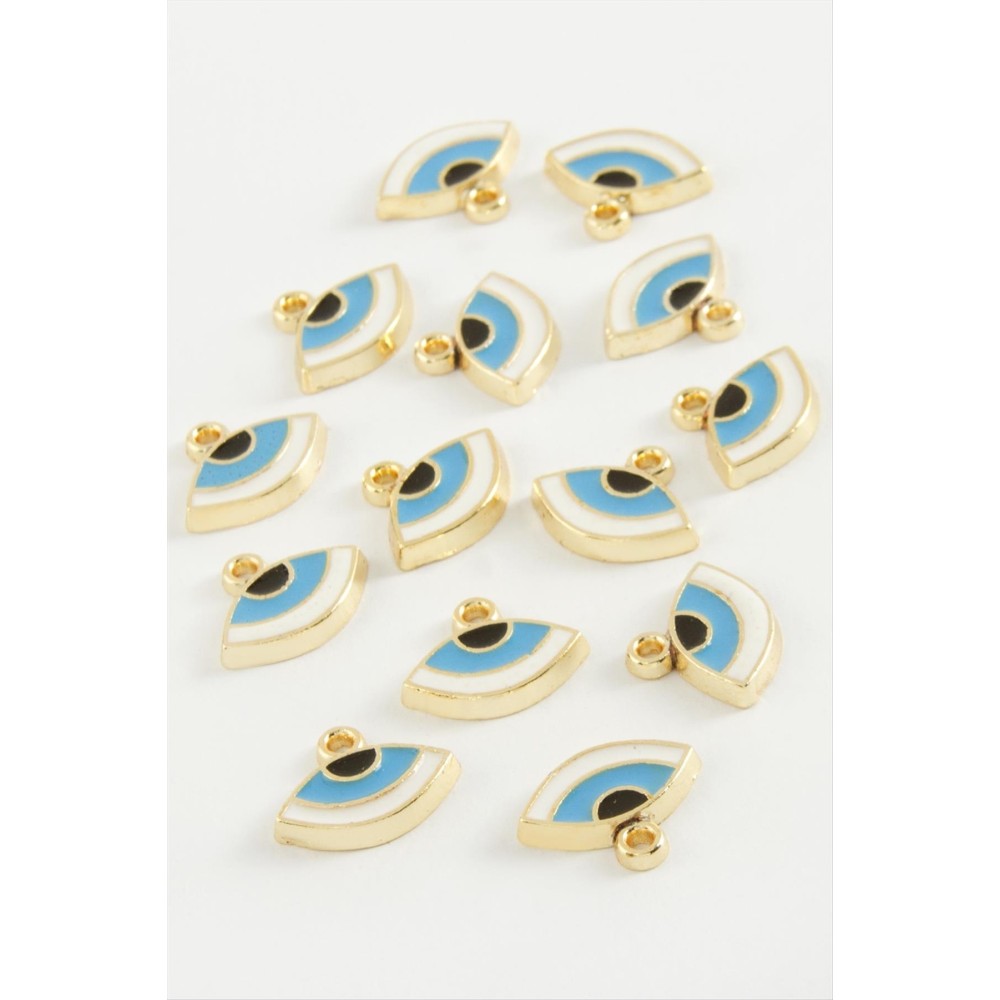 Göz Tek Kulplu Mineli Bileklik ve Kolye Ucu Aparatı 1 Adet-Açık Mavi