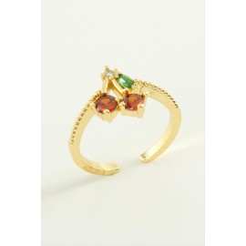 Kiraz Zirkon Taşlı Yüzük-Sarı