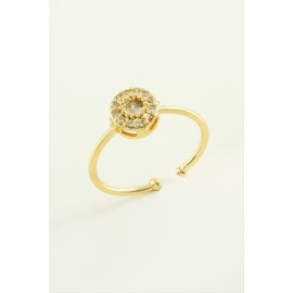 Yuvarlak Zirkon Taşlı Yüzük-Gümüş Rengi