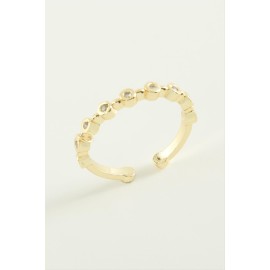 Yuvarlak Zirkon Taşlı Yüzük-Gümüş Rengi