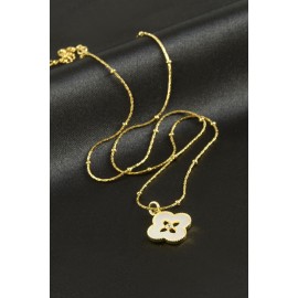 Çiçek Sedef Lüks Çelik Kolye-Gümüş Rengi