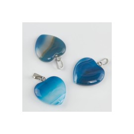 Akik Kalpli Doğaltaş Kolye Ucu-Mavi