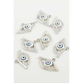 Göz Tek Kulplu Mineli Bileklik ve Kolye Ucu Aparatı 1 Adet-Beyaz