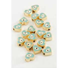 Kalp Göz Mineli Bileklik ve Kolye Ucu Aparatı 1 Adet-Turkuaz