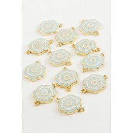 Çiçek Çift Kulplu Mineli Bileklik ve Kolye Ucu Aparatı 1 Adet-Açık Mavi