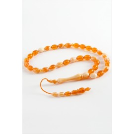 Zeytin Şekilli Plastik Tesbih 8X11 mm-Turuncu